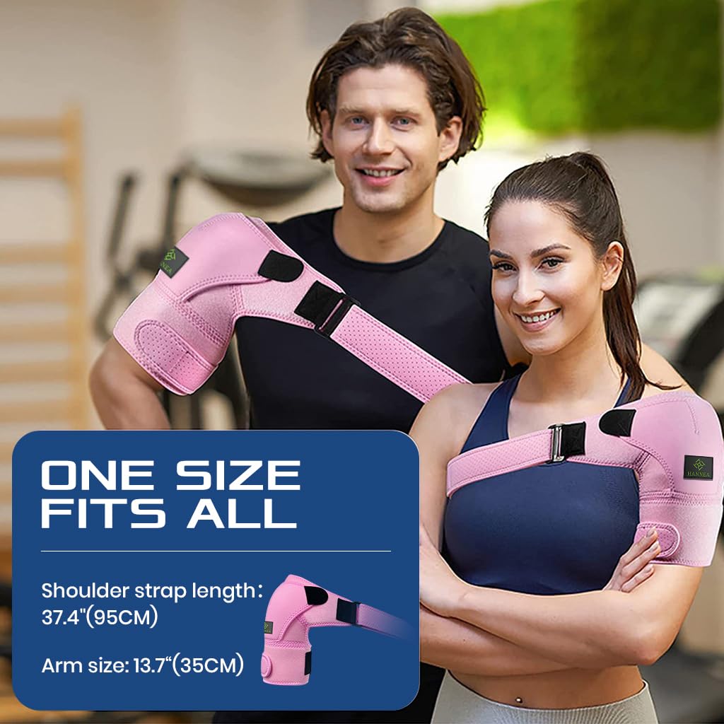 HANNEA Shoulder Brace for Women with Adjustable Straps 13.78 in Fit and Neoprene Fabric | Pink