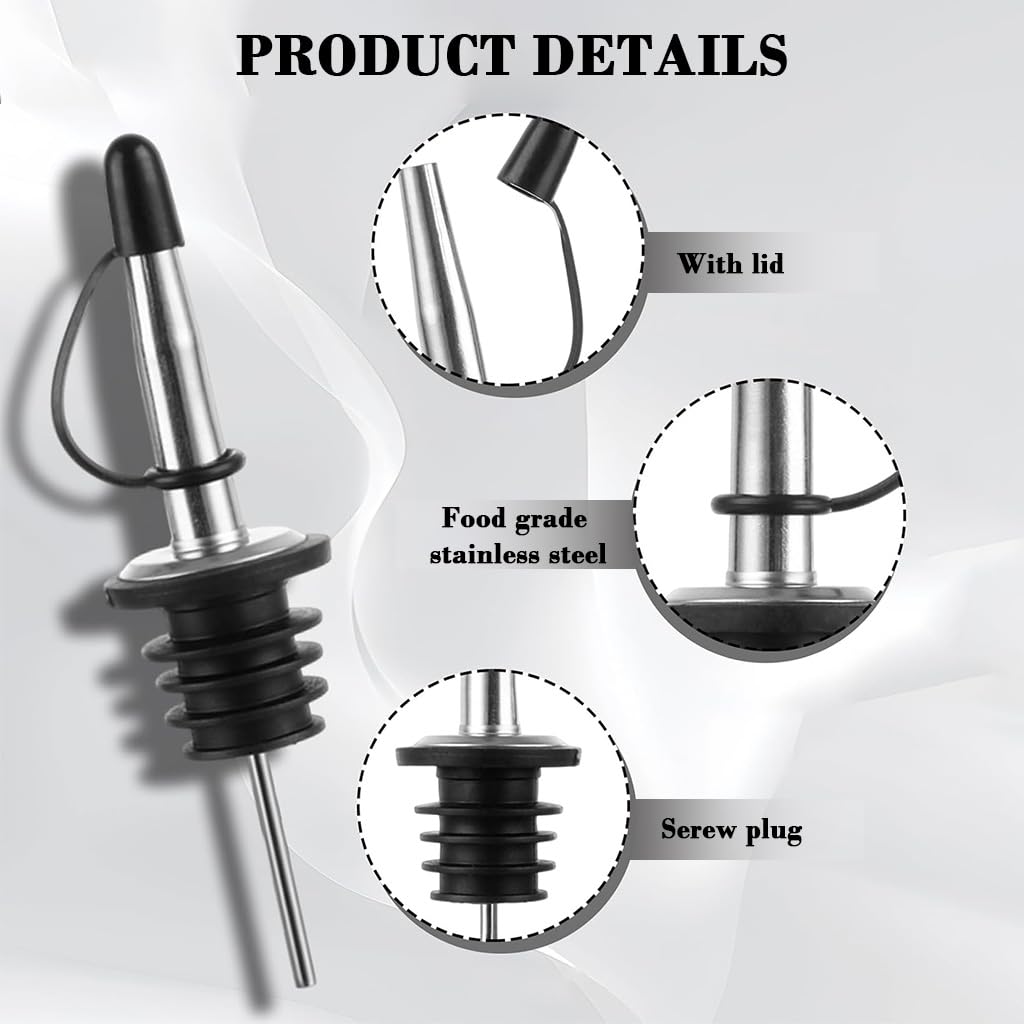 Supvox Oil Bottle Cap Dispenser Set for Kitchen with 6 Pcs | Featuring Reflux Hole and Dust Caps