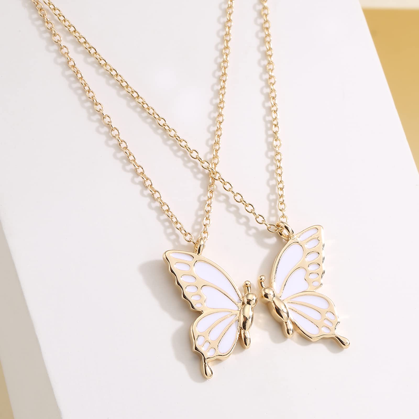 SANNIDHI Butterfly Necklace for Women and Girls 45+7cm Alloy Pendant | Golden Friendship Gift Pair