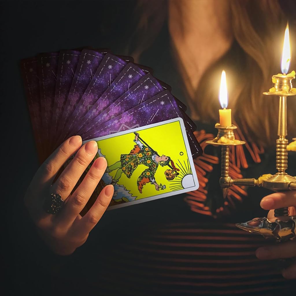 Zibuyu Tarot Cards Deck for Divination and Meditation with Guidebook | 78 Cards 4.75 x 2.76 in Purple Design