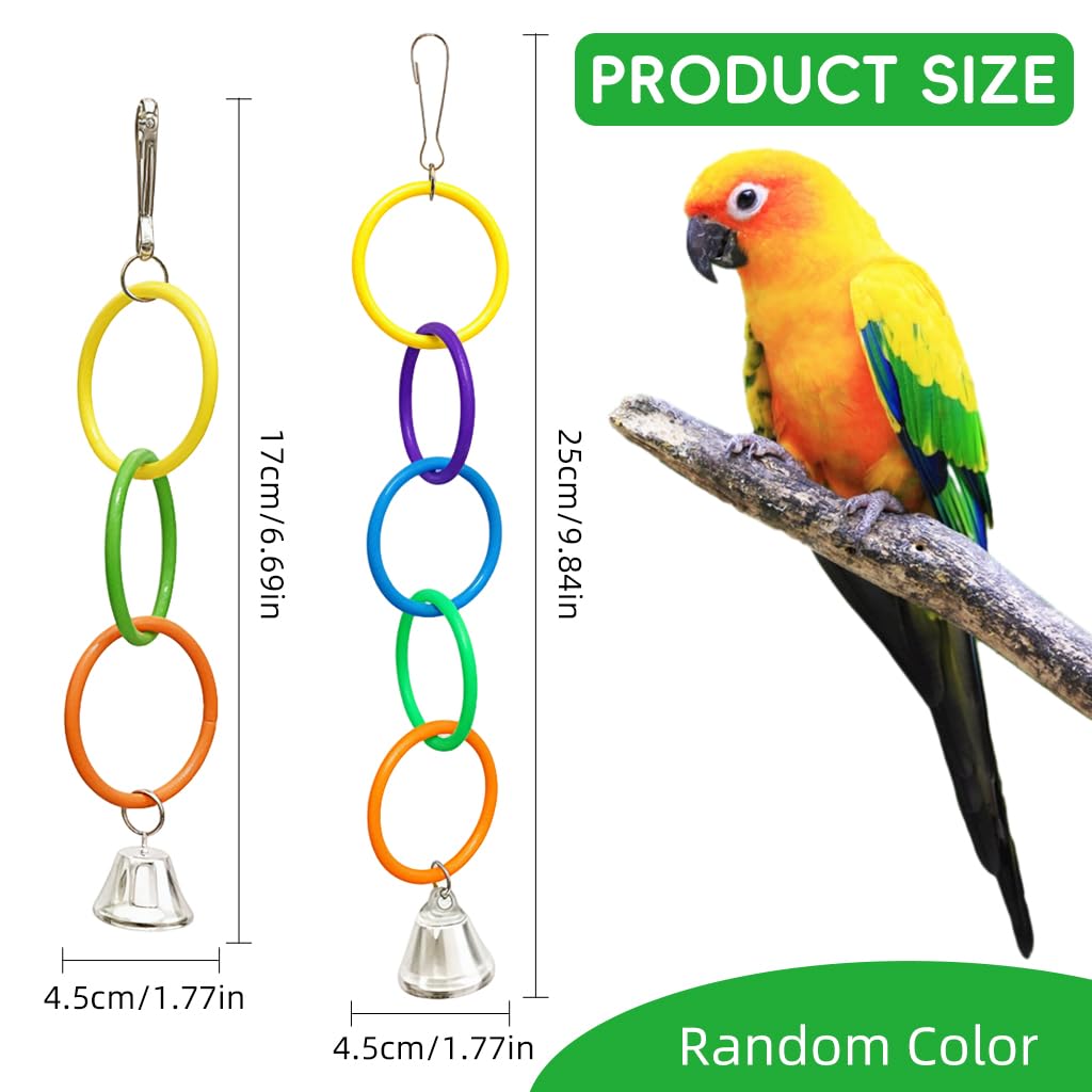 Qpets Parrot Link Chain Toys for Birds with Colorful Rings & Secure Clasp | 2-Piece Set