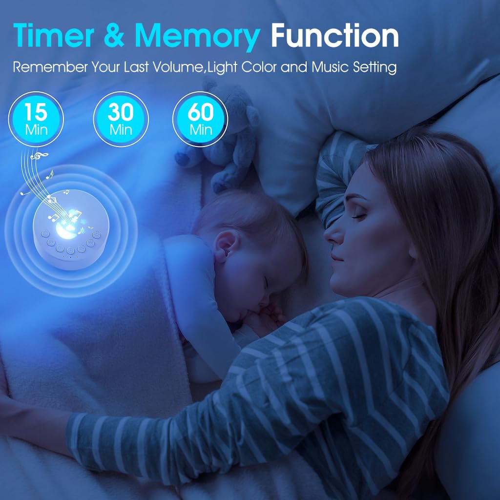 ZORBES White Noise Machine for Baby featuring 7 Color Night Light and 18 Melodies | USB Rechargeable 40x47mm Sleep Aid