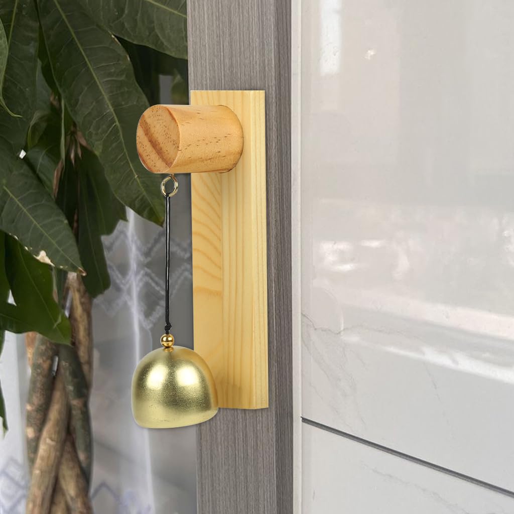 HASTHIP Wooden Door Bell for Home and Shop Entrances with Vintage Wood and Copper Charm