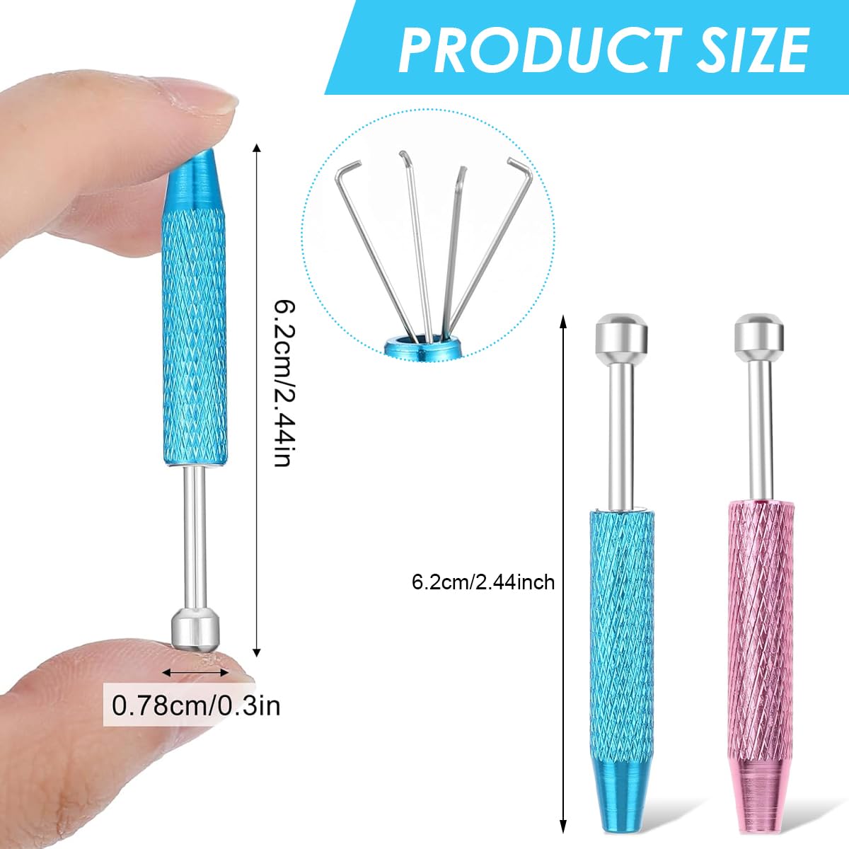 SANNIDHI Piercing Ball Grabber Tool Set for Jewelry and Craft Use with 4 Claw Holder | Blue and Pink 2Pcs