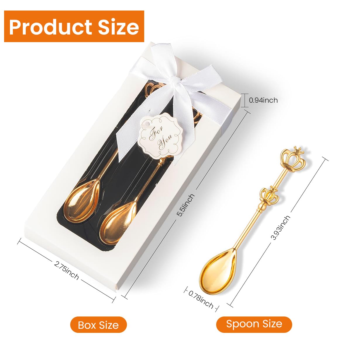 HASTHIP® 1Set Mini Crown Spoon, Stainless Steel Teaspoon Sugar Stirring Spoon for Coffee Dessert Ice Cream Appetizers for Christmas Gifts