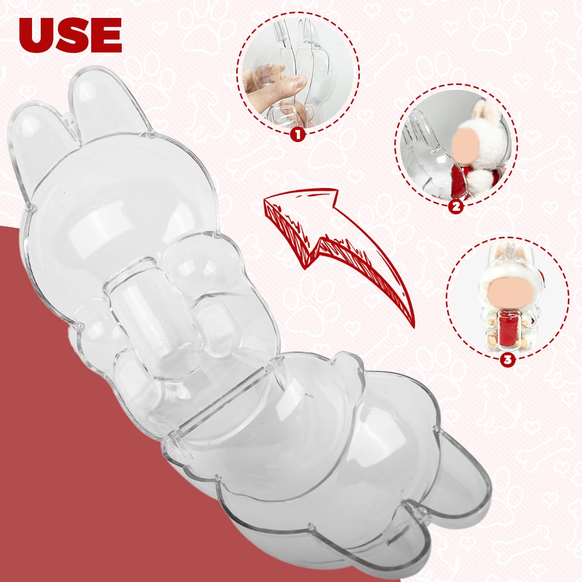 FANCYKU Protective Cover for 15cm Plush Figure Doll with Silicone Loop Strap | Transparent PC Dust-Proof Display Case