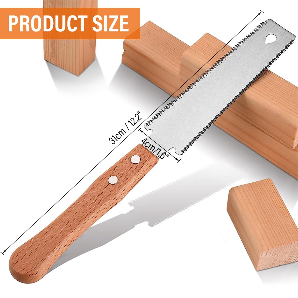 HASTHIP Hand Saw for Woodworking and Gardening with 30cm Dual Side Blade | Smooth Wooden Handle