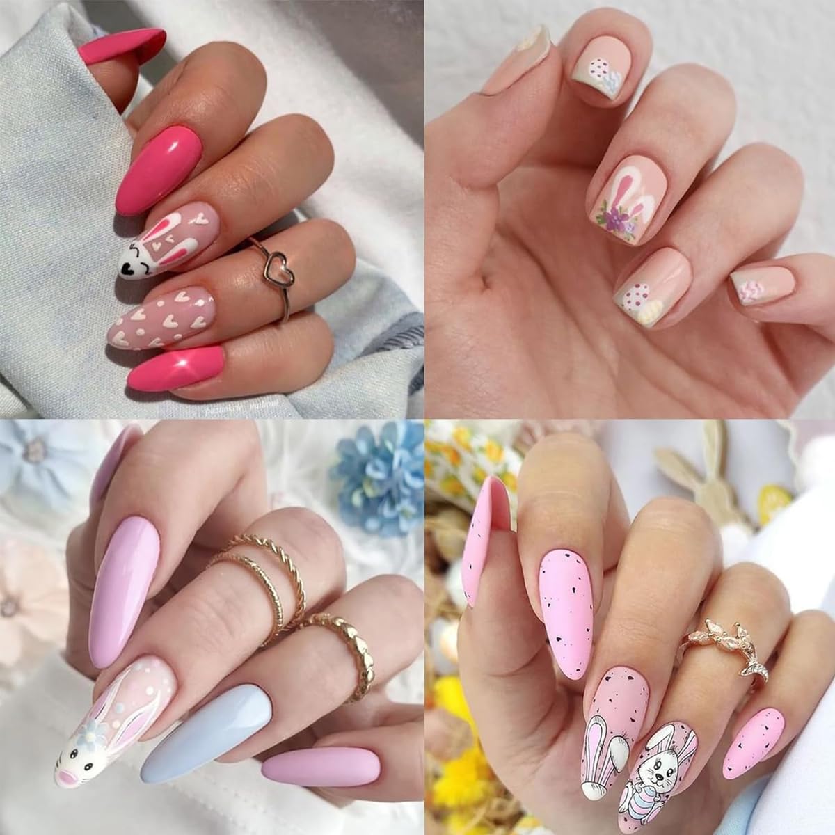 MAYCREATE Cartoon Rabbit Nail Art Stickers for DIY Kids Manicure with 30 Sheets | 3D Self-Adhesive Safe Decals