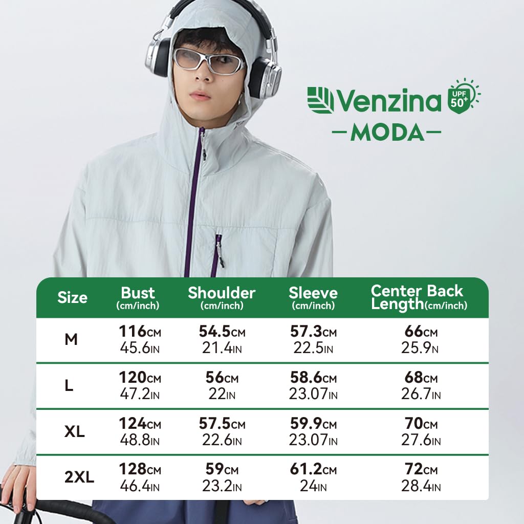 Venzina Men's Lightweight Athletic Jacket with UPF 50+ Sun Protection and Quick Dry Fabric | Smoke Gray 2XL Outdoor Hoodie