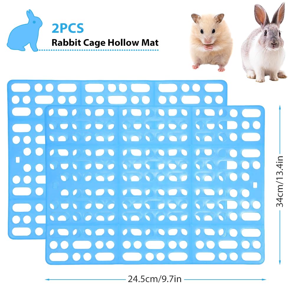 Qpets Rabbit Cage Mat for Clean Dry Habitat with 30PCS Set and 8PCS Fixed Clips | 9.8×13.5 in Plastic