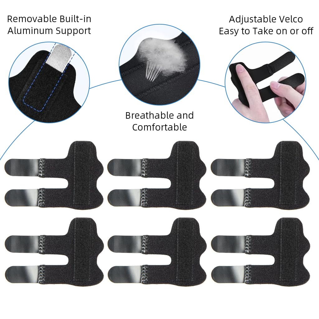 HANNEA Finger Splints for Pain Relief and Injury Recovery 12PCS with Dual Hook Closure | Built In Aluminum Support
