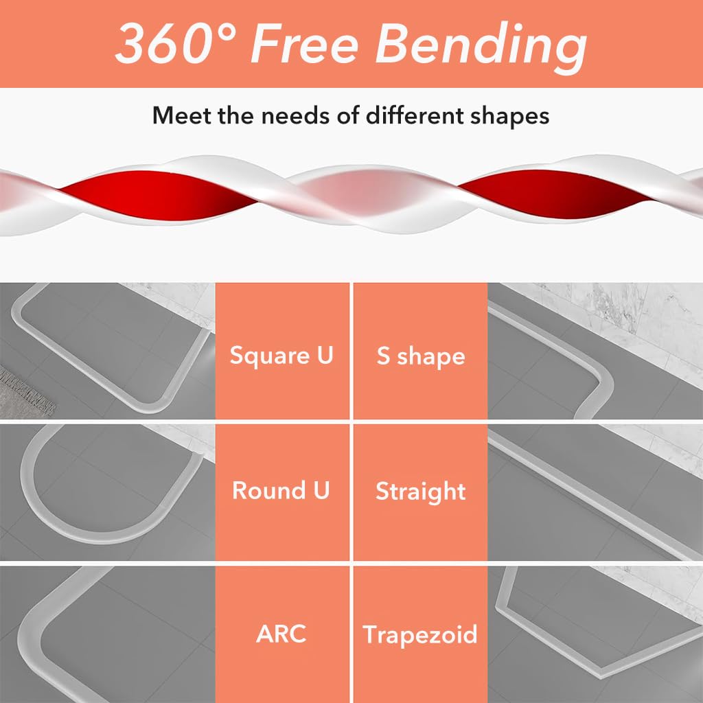 Supvox Shower Water Dam 6.6ft Flexible Self Adhesive Silicone Guard for Bathroom | Prevents Splash and Water Leaks