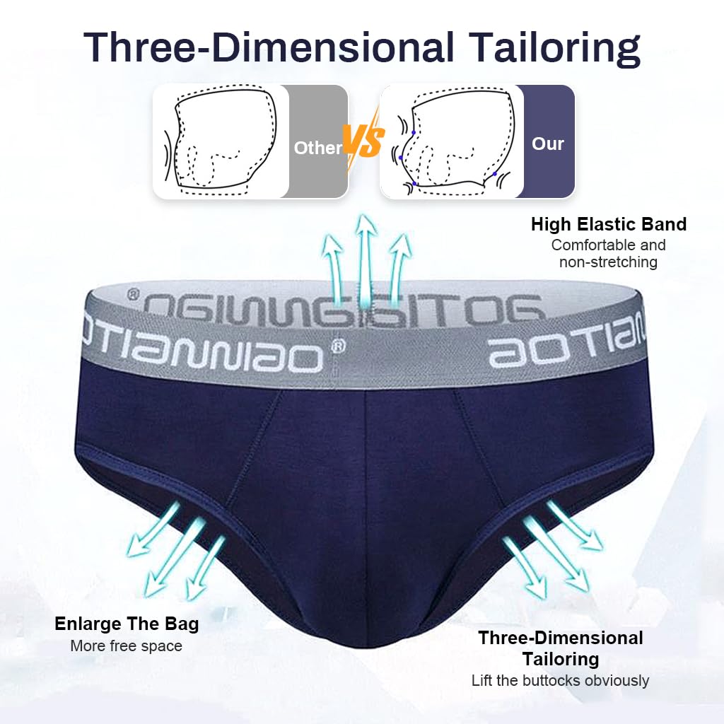 Zibuyu Men’s Underwear Briefs 3 Pack for Daily Comfort with Seamless Waistband | 3XL 35.4–39.3 in Spandex Fiber Blend
