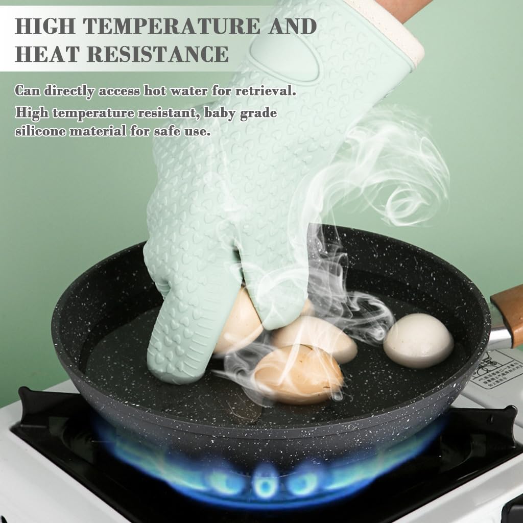 Supvox Oven Mitts for Cooking and Baking with Cotton Liner and Anti Slip Texture | Heat Resistant Silicone One Size Fits All