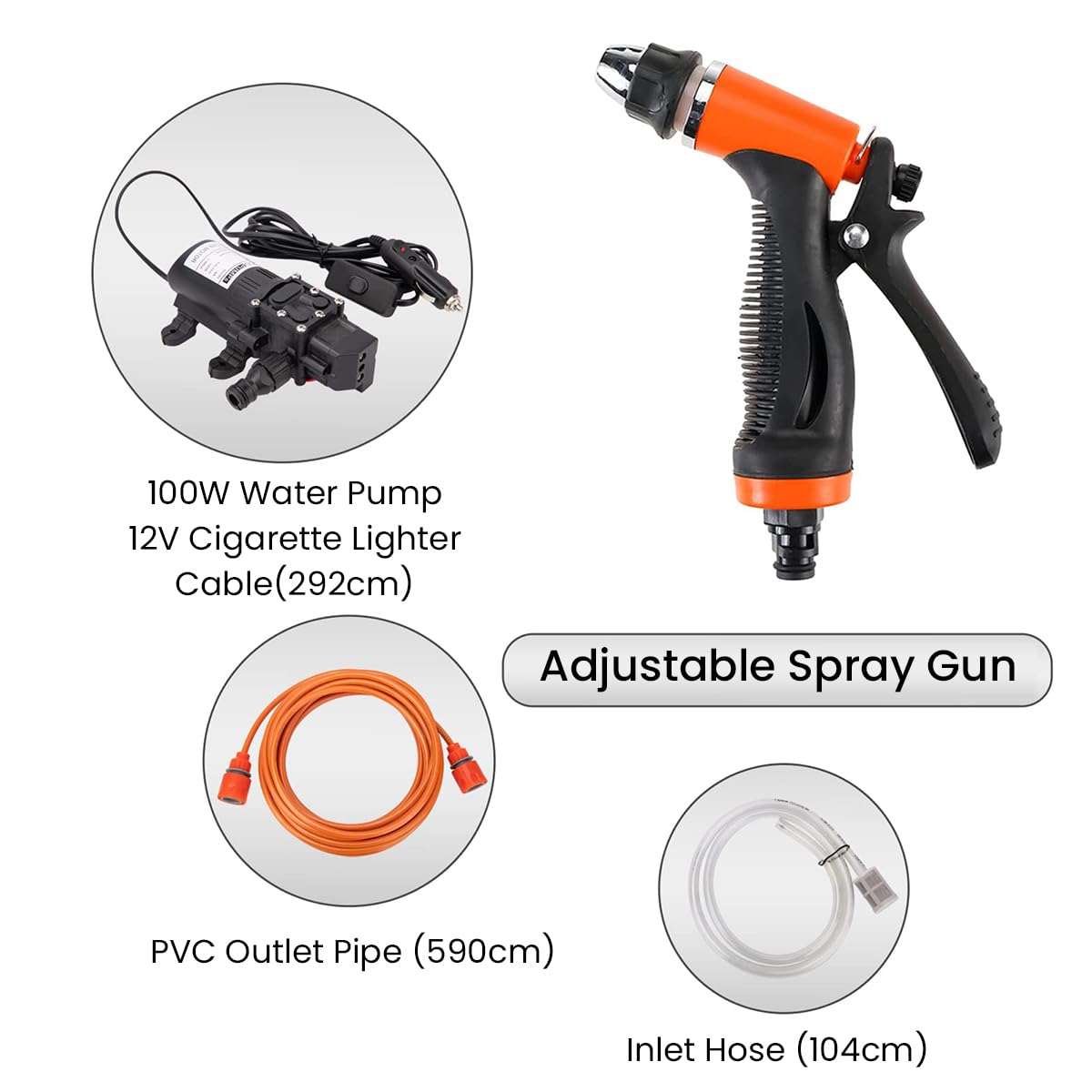 STHIRA 12V Portable Electric Car Washer for Cars and Bikes with 100W 60Psi Pump | 3 Spray Modes and Copper Coil Design