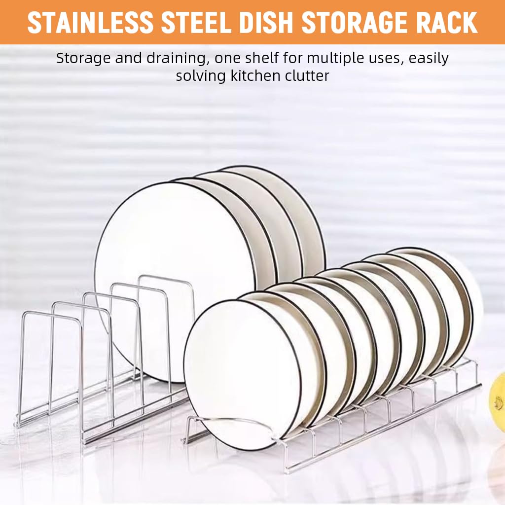 Supvox Plate Rack Stand for Kitchen with 3Pcs Stainless Steel Frame | Cabinet Organizer