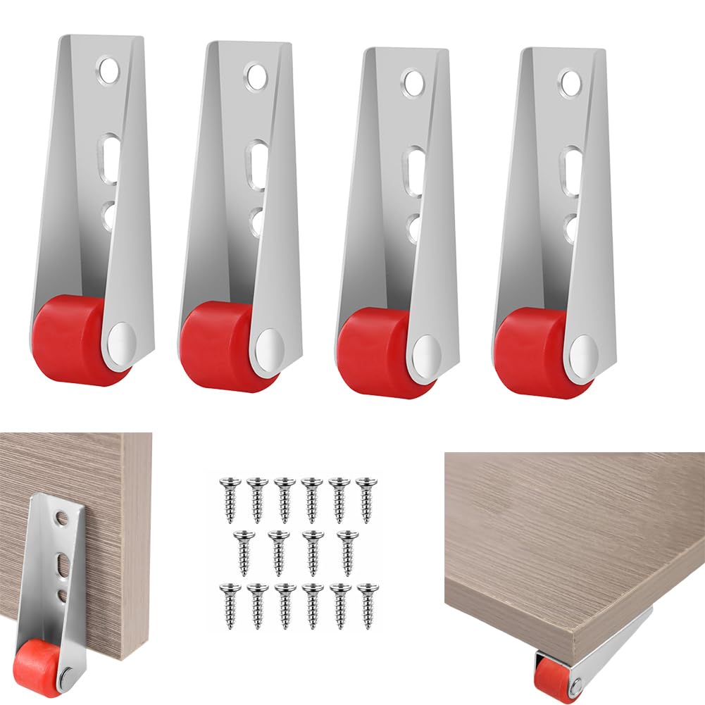 Serplex Rigid Caster for Heavy Door with Silent Screw Design and 2.68 in Metal Wheels | Pack of 4