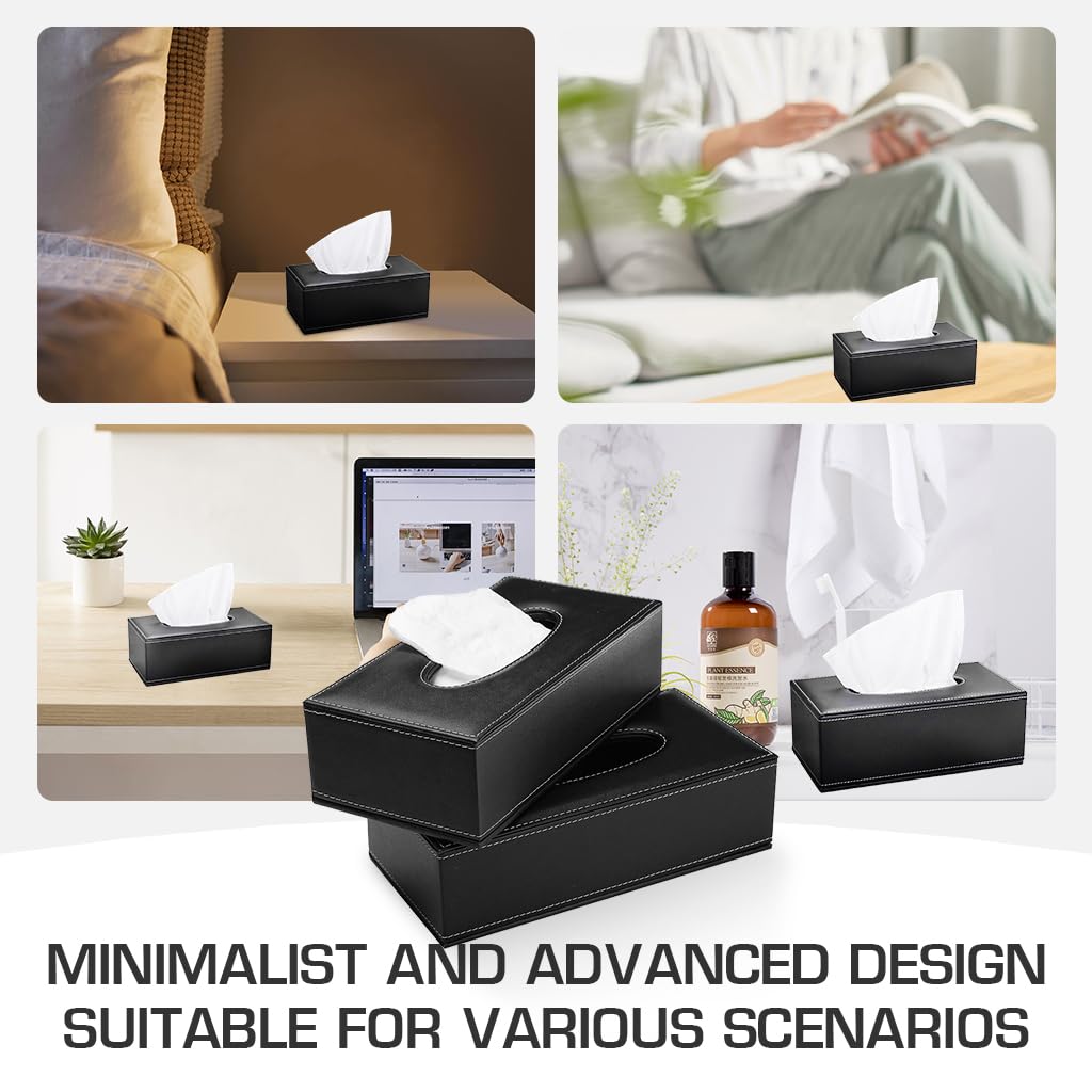 ZIBUYU Tissue Box Holder for Car and Home with Fine Stitching | PU Leather 24x12x9.5cm