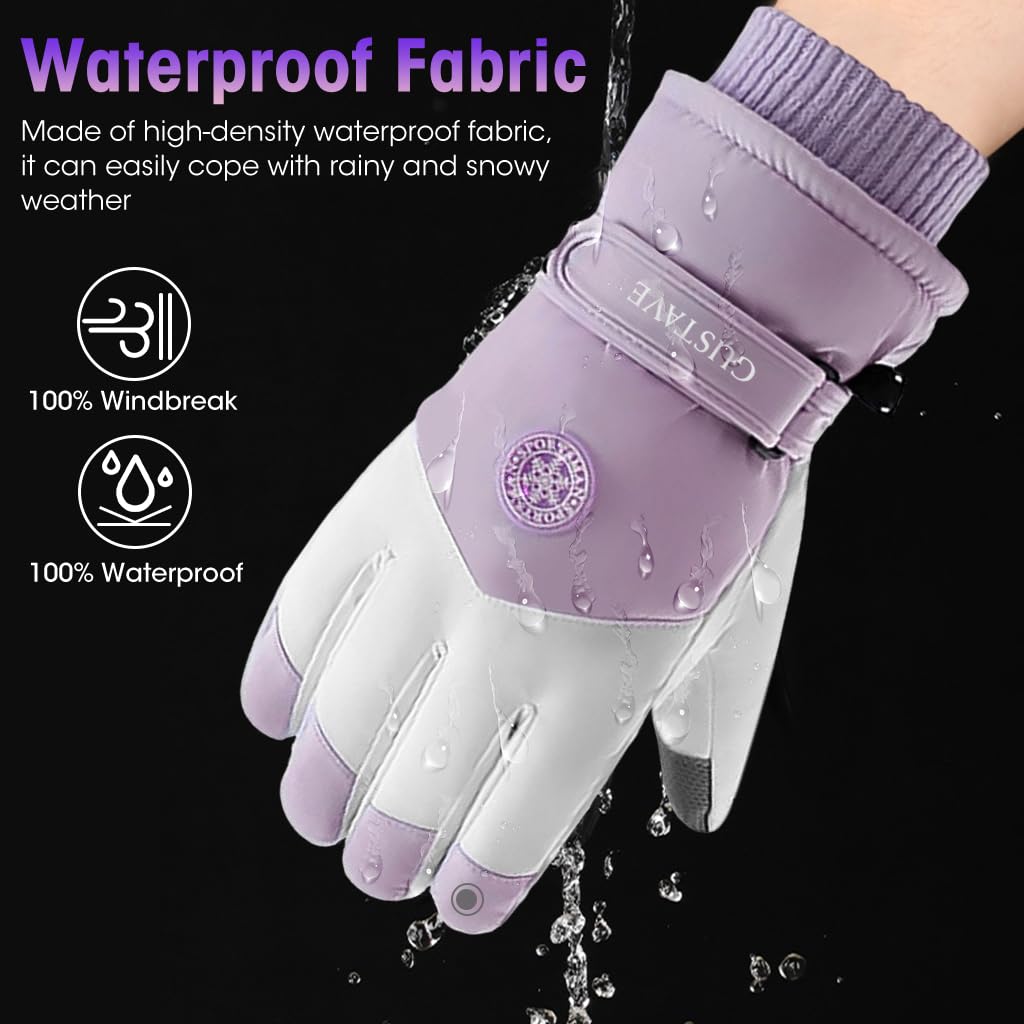 Gustave Winter Gloves for Women featuring Touch Screen Fingertips and 26cm Length | Purple