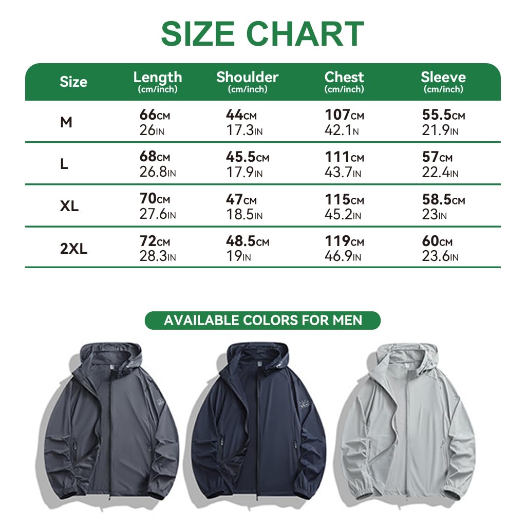 Venzina Sun Jacket for Men with Removable Hat and Dual Zip Pockets | UPF 50+ Quick-Dry Nylon