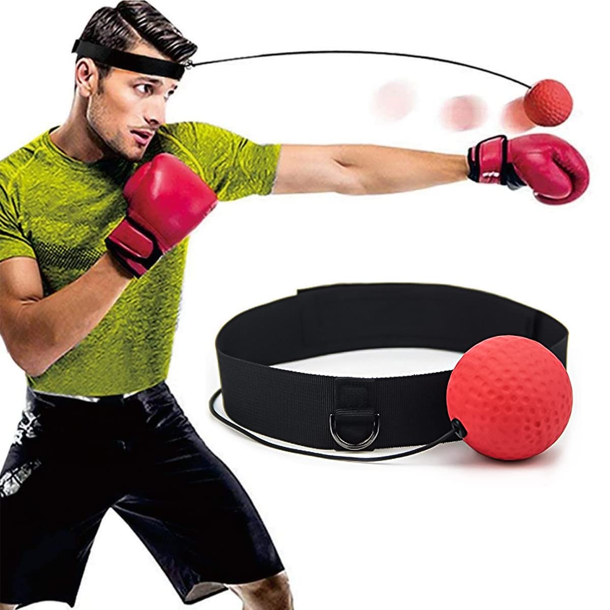 Proberos Fighting Ball for Reflex Speed Training with 20g Red PU Reaction Ball and Headband | Agility and Coordination Practice