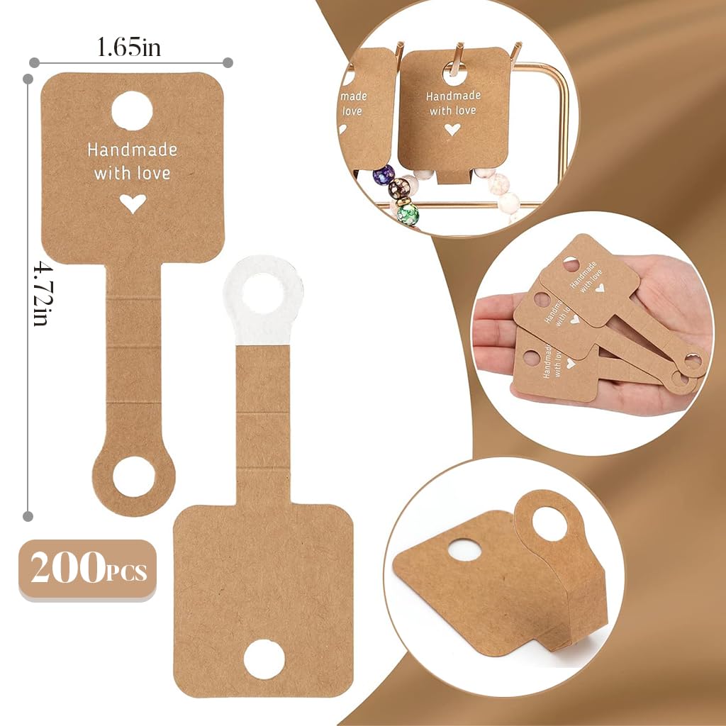 SANNIDHI Jewellery Display Card Holder for Bracelets and Necklaces featuring Self Adhesive Closure | 200 Pcs for Craft Sellers