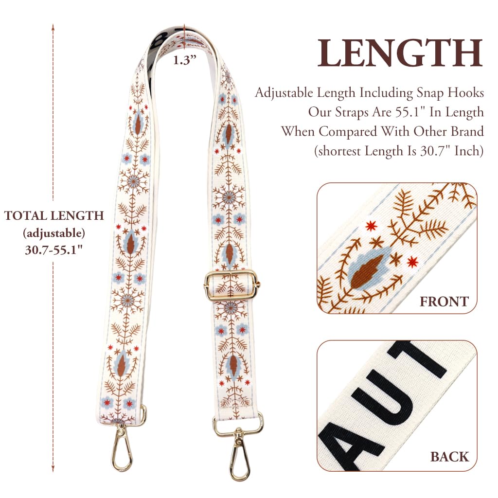 ZIBUYU Wide Shoulder Strap for Bags with Golden Buckles 48–140cm Adjustable Polyester | Fashion Print Replacement for Crossbody and Handbag