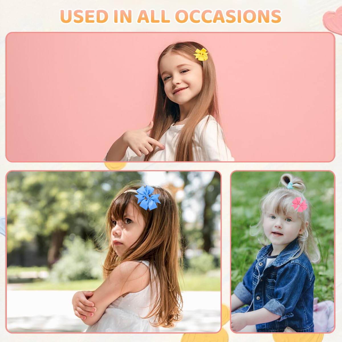 PALAY Hair Bows Alligator Clips for Baby Girls featuring 5in Design and Grosgrain Ribbon | 6pcs Multicolor Set