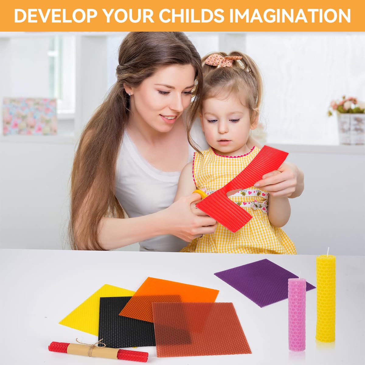 HASTHIP Beeswax Candle Making Kit for Kids and Adults with 12 Sheets and Wicks | DIY Craft Set