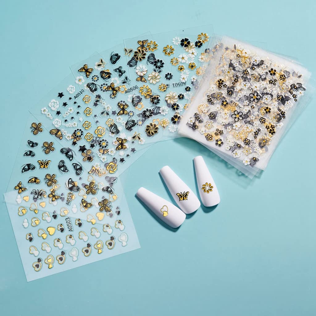 MAYCREATE 3D Nail Art Stickers for DIY Nail Design with Self Adhesive Sheets | 30 Sheets