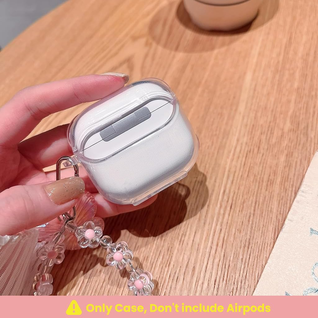 ZORBES AirPods 4 Case with Pink Bow Charm and Butterfly Floral Lanyard | Silicone Cover