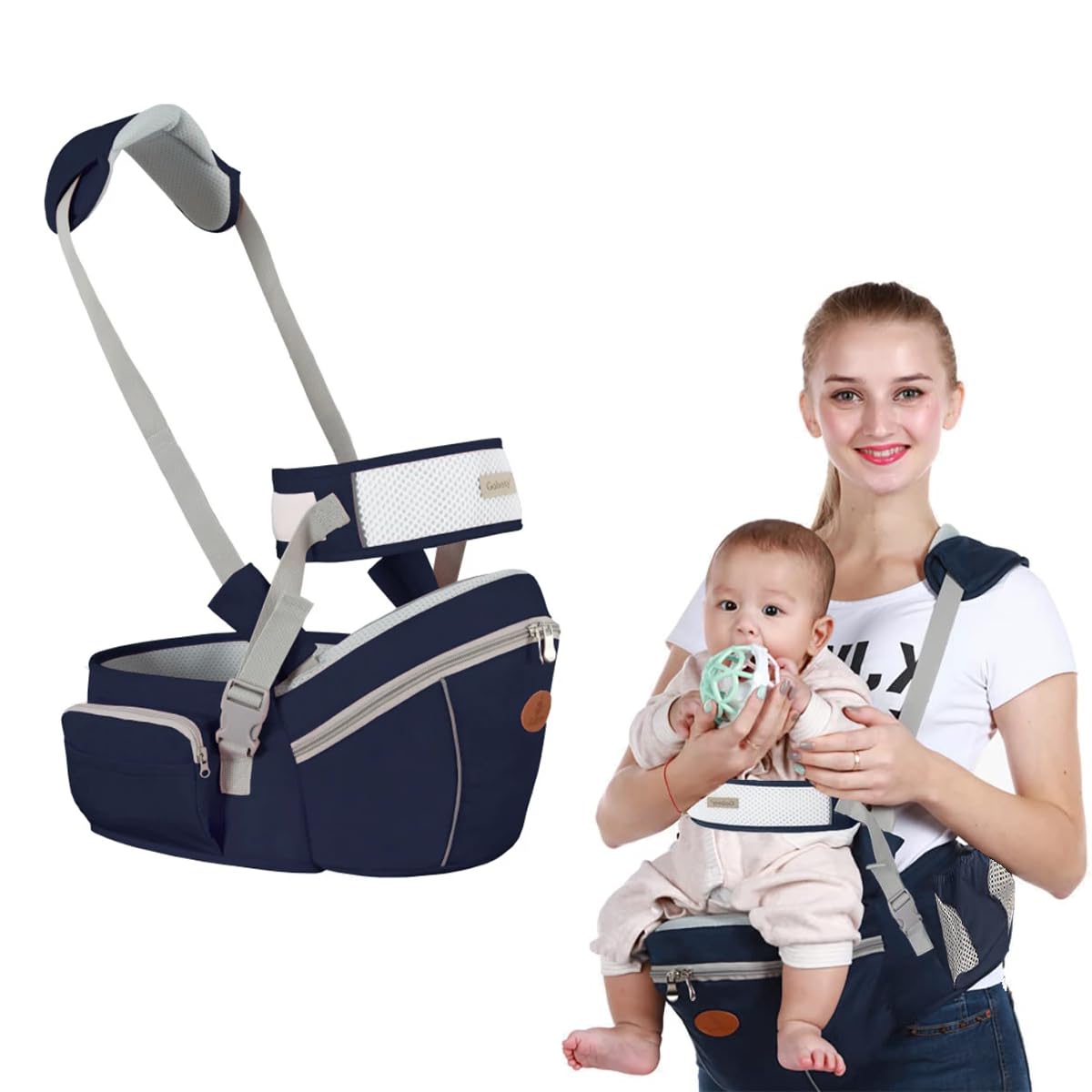 SNOWIE SOFT® New Born Carrier,Travel Baby Carrier With Detachable Hip Seat For 3-36 Month Baby,Convenient Baby Carrier Baby Hip Seat With Safety Belt Adjustable Baby Carrier Baby For Mommy&Daddy Use