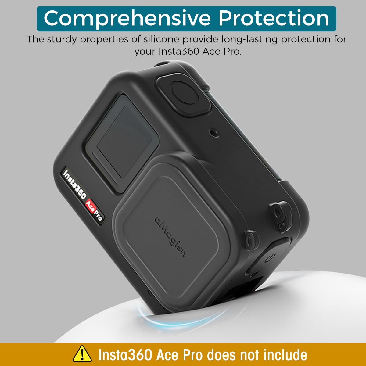 ZORBES Silicone Protective Case for Insta360 Ace Pro with Lens Cover and Lanyard | Full Camera Protection