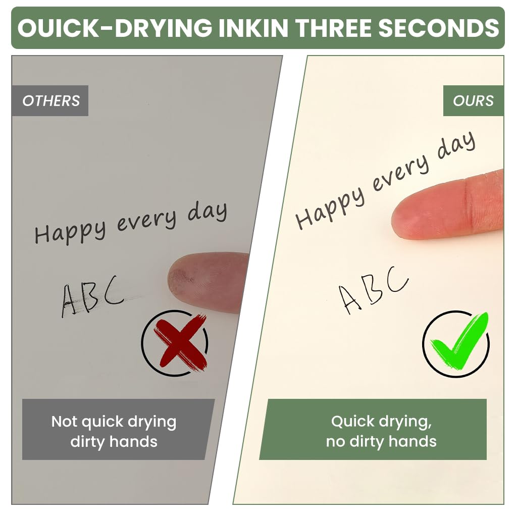 Zibuyu Click Pens for Students with Foam Grips and Quick Dry Ink | 5Pcs Green Set