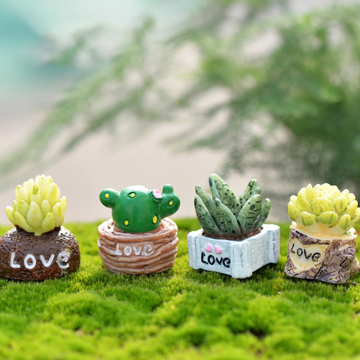 HASTHIP Cactus Micro Landscape Plants 2.3x2.2cm for Desk Decor with PVC Mini Succulents | Dollhouse Garden Display
