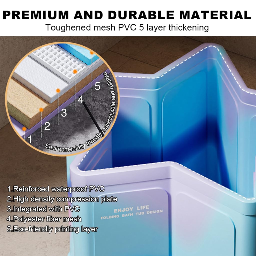 HANNEA Portable Bathtub for Adults with 31.5 in Diameter & 3 Hour Thermal Insulation | Foldable Home and Outdoor Ice Bath Tub