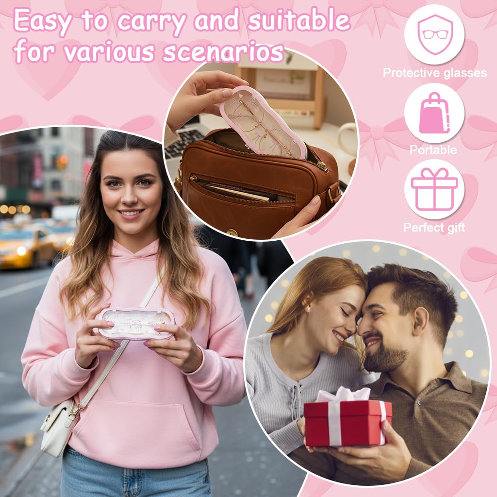 PROBEROS Eyeglasses Storage Case for Glasses and Accessories with Clear PP Box | Pink Organizer Holder