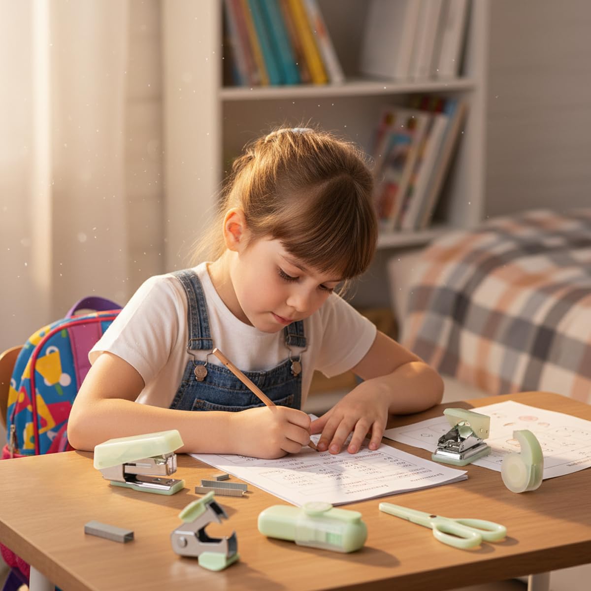 OFIFO Stationery Set for Office and School with 8 Pcs Tools and Compact Storage Case | Green