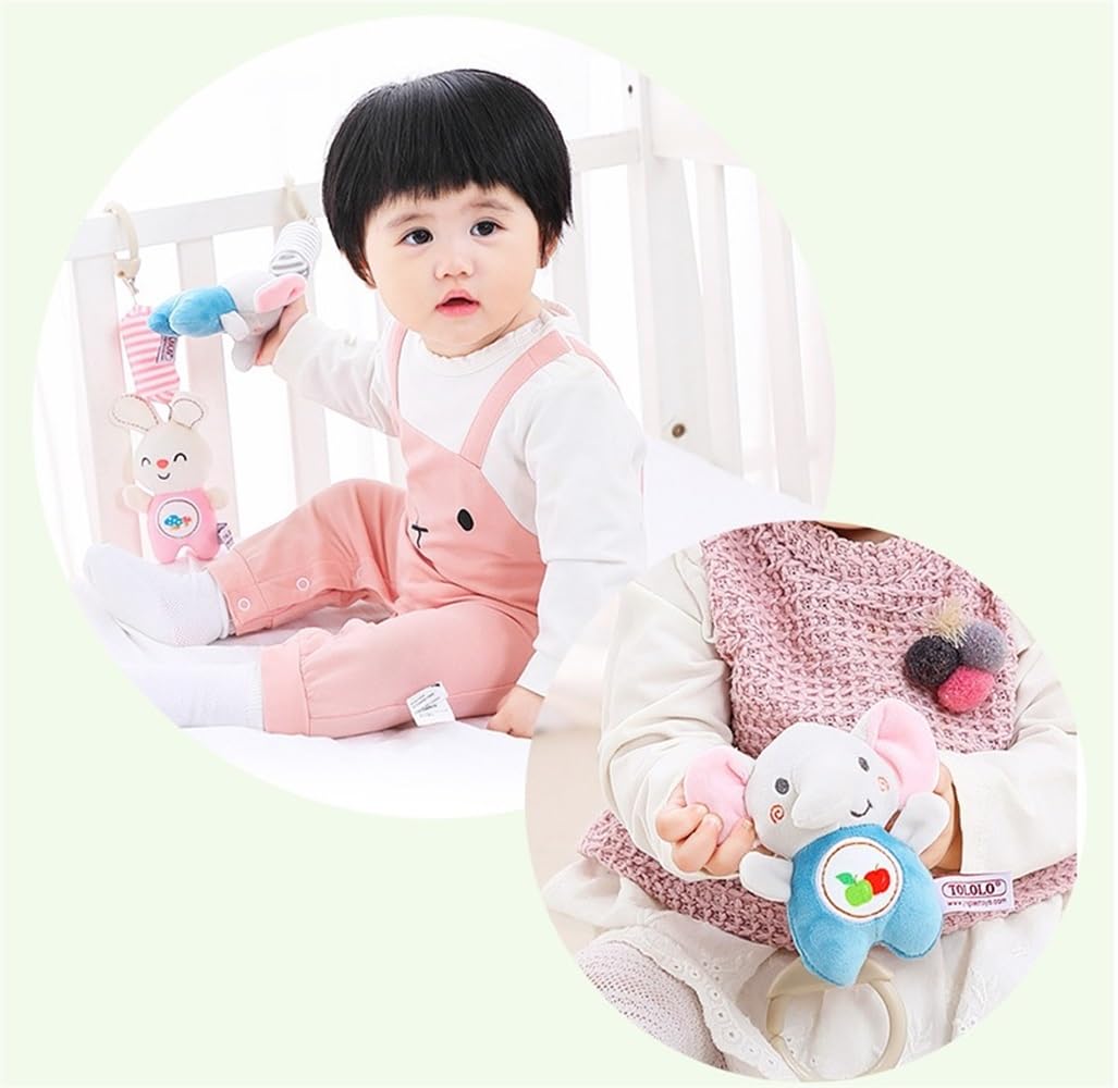 PATPAT Elephant Rattles for Baby featuring Built in Sound and Soft Plush Material | Hanging Toy for Crib and Stroller