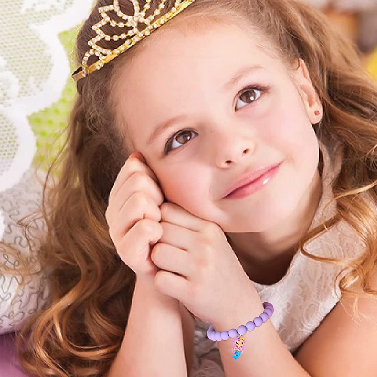 Venzina Beads Bracelet Set for Girls with 6 Candy Colors and Mermaid Charms | Friendship Gift