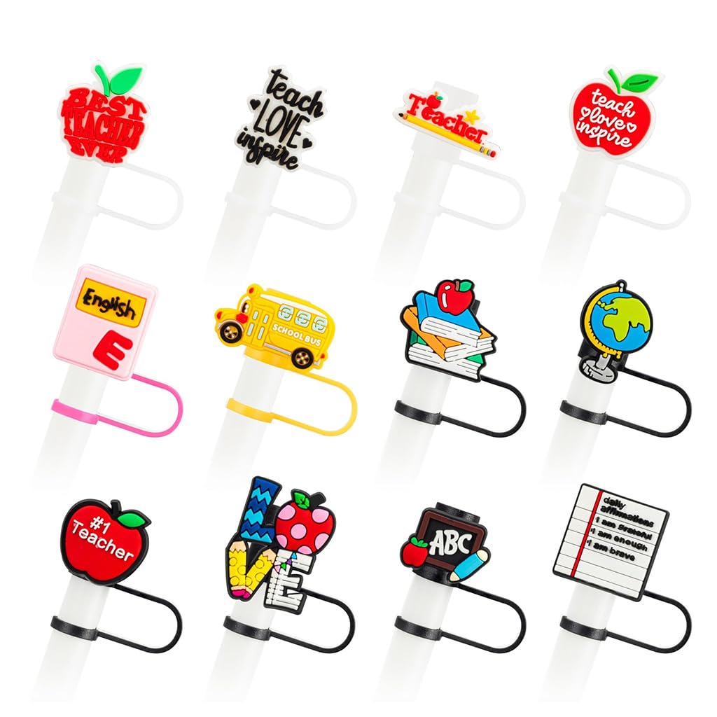 HASTHIP Straw Cap Set for Stanley Cup featuring 12pcs Silicone Lids for 9–10mm Straws | Charming Cup Accessories