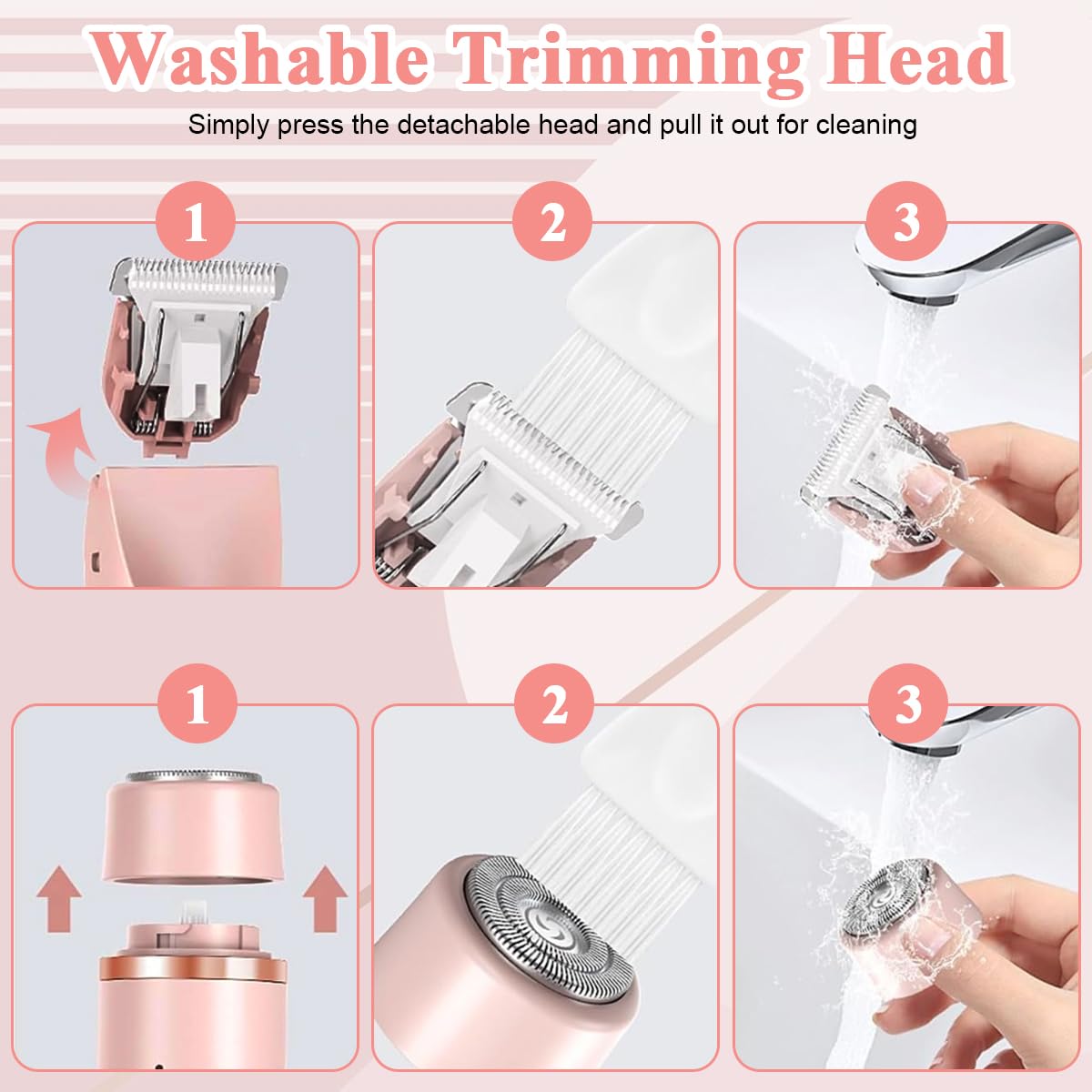 MAYCREATE Face and Body Trimmer for Women with 2 in 1 Dual Head USB Rechargeable Design | IPX7 Waterproof and Travel Friendly Grooming Razor