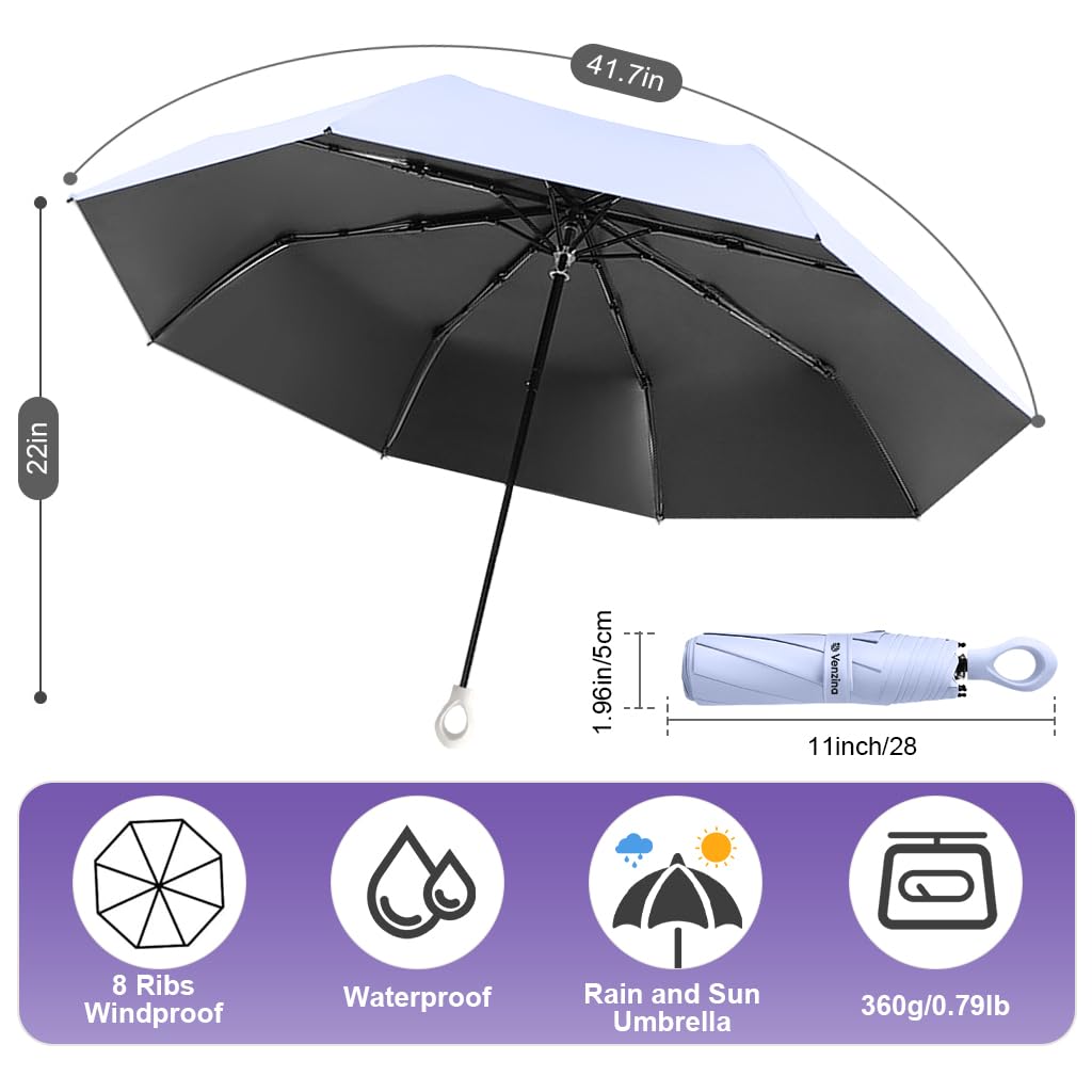 Venzina Sun Umbrella with UPF 50+ Protection and Fiberglass Ribs | Purple 2PCS Set