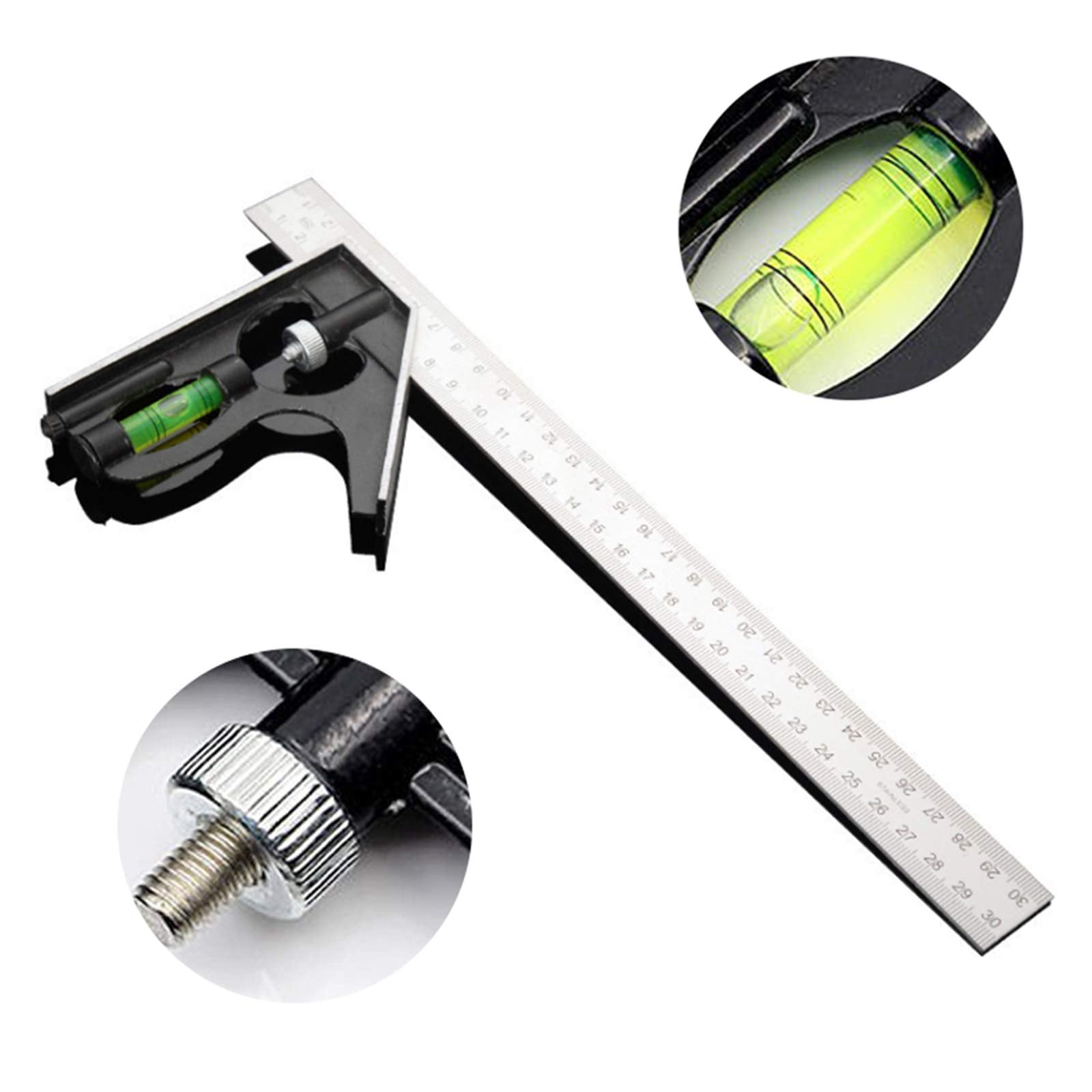 ZIBUYU Angle Scale Tool for Precise Measuring with Spirit Level and 12 Inch Stainless Steel Ruler