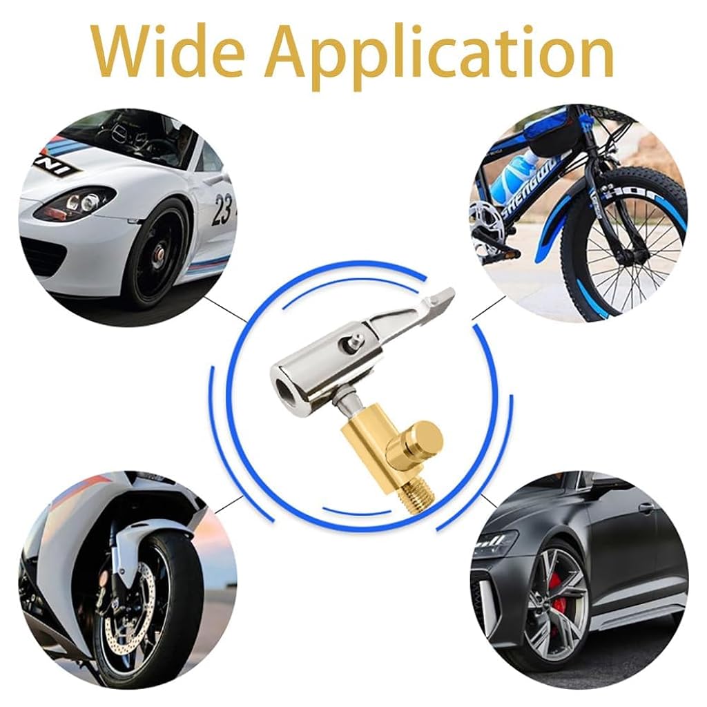 ZIBUYU® Universal Air Pump Nozzle for Inflator Lock On Chuck Tire with Release Valve Car Thread Adapter Portable No Leakage Replacement Hose 2 PCS