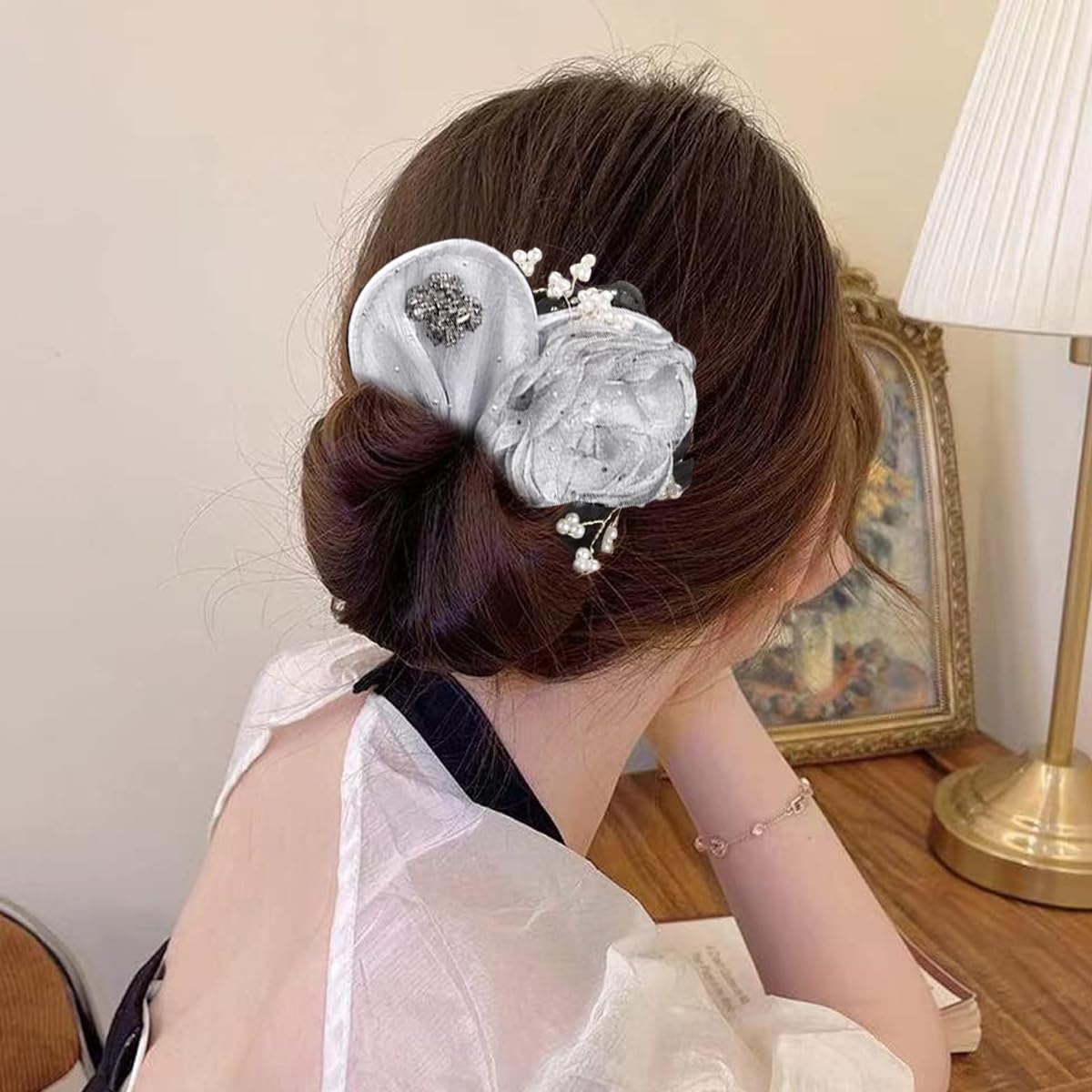 PALAY Hair Buns for Women featuring Flexible Foam Wire and Pearl Floral Clips | 2 PCS Set