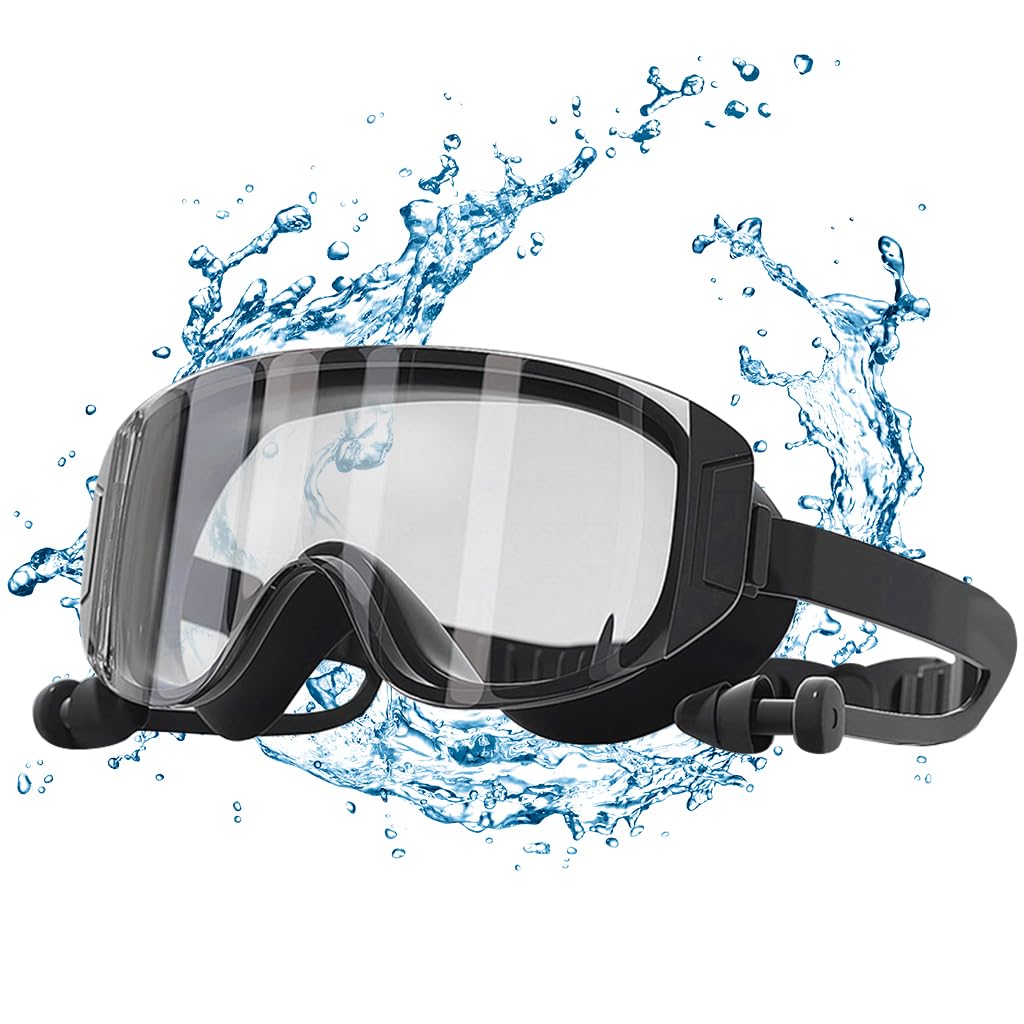 PROBEROS Swim Goggles for Swimming and Diving with Built In Ear Plugs featuring Anti Fog UV Protection | Comfortable Silicone Fit for Men and Women