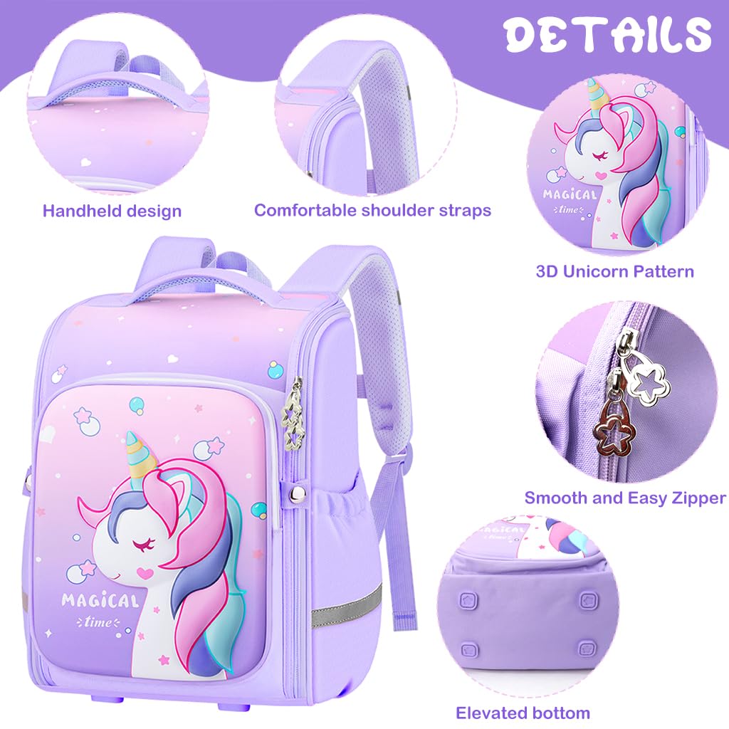 PALAY® School Backpack for Girls, Unicorn Cartoon School Backpack Large Capacity Girls Backpack for School, Travel, Camping, Burden-relief School Backpack for Kids 6-12 Years Old