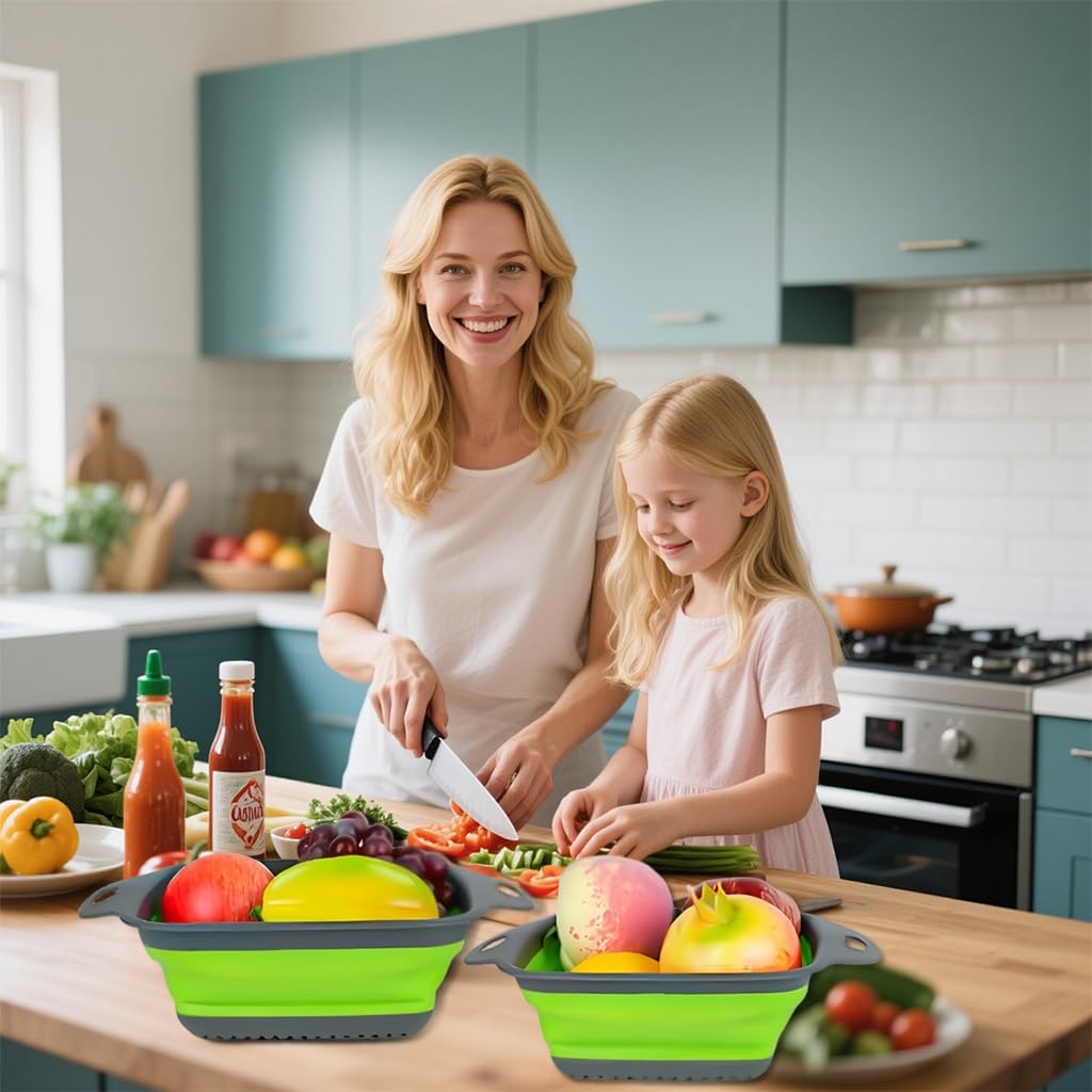 Supvox Collapsible Strainer Baskets for Rinsing Fruits and Vegetables with Dual Ears Set of 2