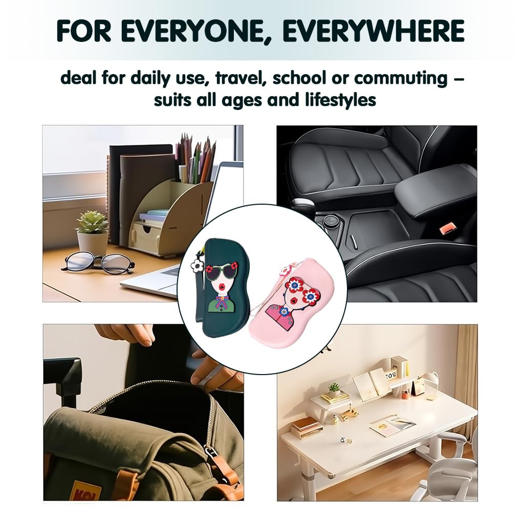 PROBEROS Sunglasses Cases Pack of 2 featuring zipper closure and silicone body 17x7.5cm | with lanyard for easy carrying